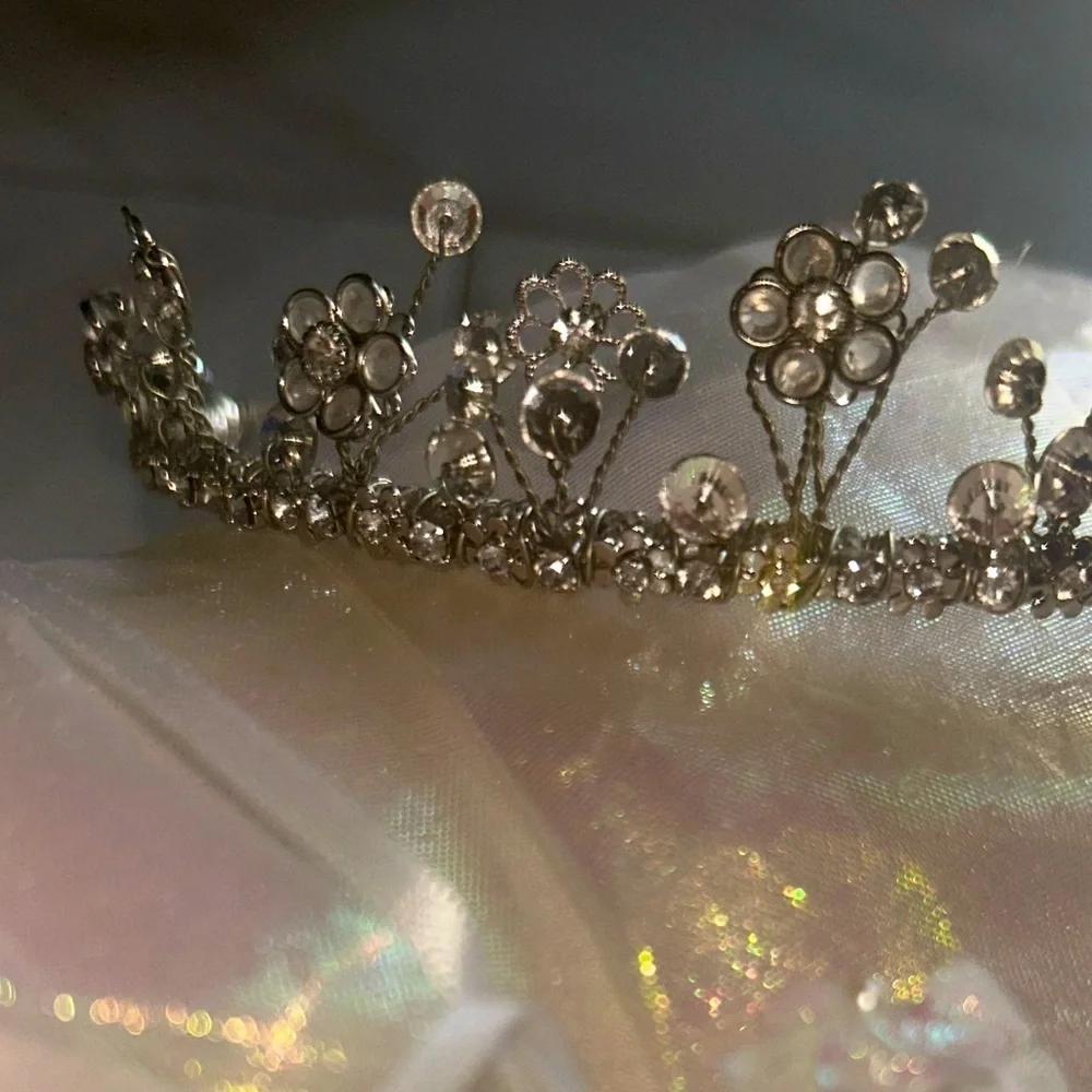 Elegant Silver Crystal Floral Headband wedding vintage
